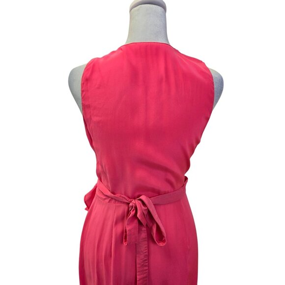 Amanda Uprichard Mary Kate 100% Silk Wrap Dress in Fluro Pink Size Small - Picture 6 of 8